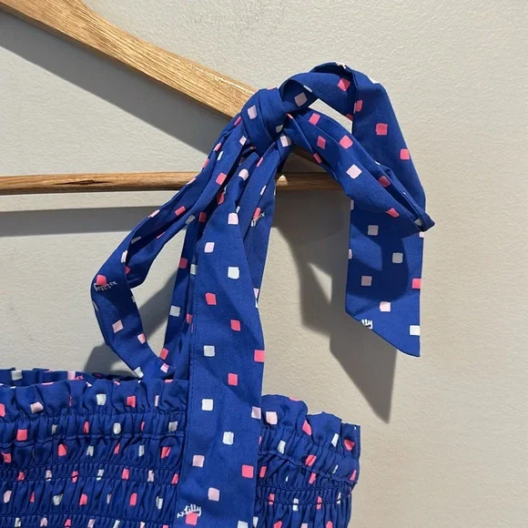 NWT Lilly Pulitzer Rivera Smocked Top Tie Shoulder Peplum Top XL - Picture 4 of 9